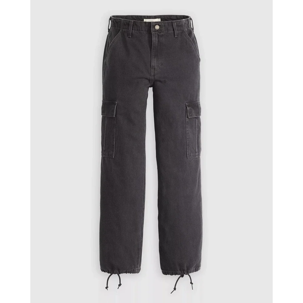 Levi's 94 Baggy Womens Cargo Pants Black Sz 31 Relaxed Utility Streetwear Grunge